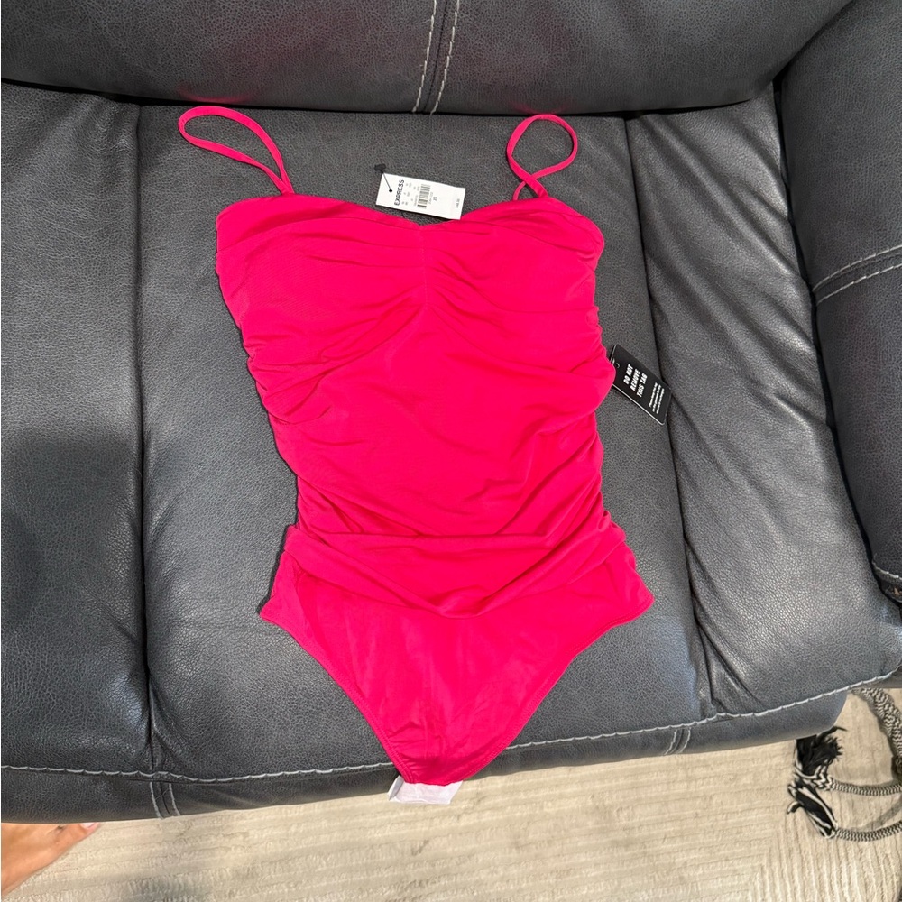 Express Fuchsia Ruched Contour Body Suit